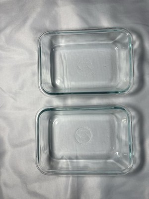 Lot 2 Vintage Pyrex Blue/Aqua Tinted Glass 2 Cup Rectangular Baking Dish #8602