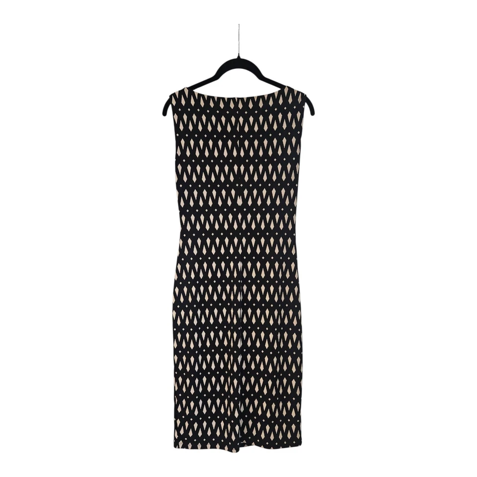 Vestido Joseph Ribkoff Talla 8 Negro Tostado Estampado Diamante Cascada Frontal Elástico Foto 2 de 4