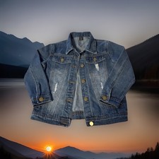Shein Denim Distressed Unlined Kids Jacket Size 130 US 8