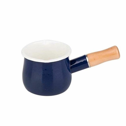 500ml Milk Pot Wooden Handle Enamel Butter Coffee Pot Mini Saucepan Cookware Pan - Picture 9 of 11