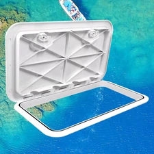 24"X14" White Marine Boat Hatch Deck Access Hatch Lid 180 Hinge Recessed Handle