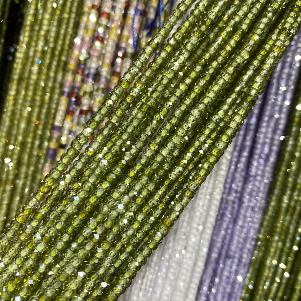 Cuentas de rondelle facetadas de 2x3 mm coloridas de cirrón natural para hacer joyas Foto 4 de 4