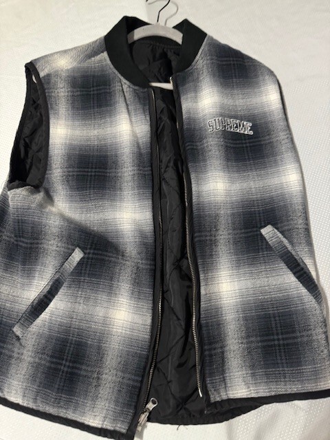 Supreme Reversible Shadow Plaid Vest black smoke grey Sz LG Supreme Reversible Shadow Plaid Vest black smoke grey Sz LG