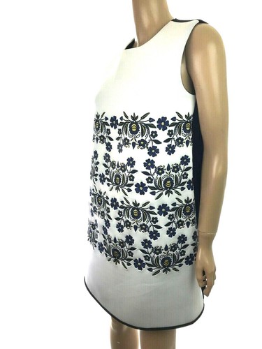 Cynthia Rowley Shift Dress Size 6 White w/ Black& Yellow Embroidery Sleeveless - Picture 4 of 8
