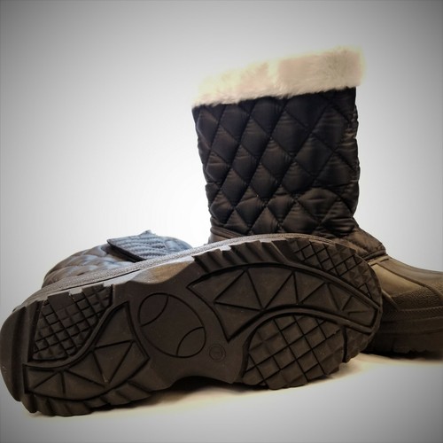 Womens Winter Boots Black Size 7 Weatherproof Mid Calf White Faux Fur Lined - Picture 6 of 6