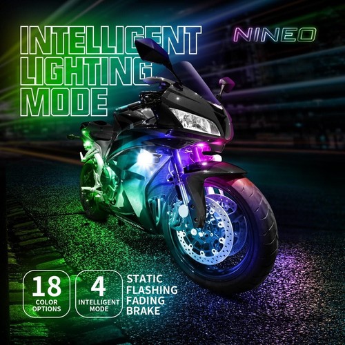 NINEO 8Pcs Motorcycle LED Light Kit, Motorcycle Underglow Lights with Brake L... - Picture 4 of 9