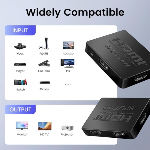 HDMI 4 Way Splitter Amplifier Duplicator 1x4 Hub 1 in 4 out 3D 4K x 2K HDCP 1.4 - Photo 3/12