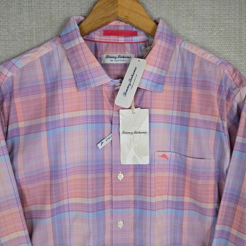 TOMMY BAHAMA ISLANDZONE New $138 Size XL Mens Performance Sport Shirt PinkPlaid - Picture 2 of 20
