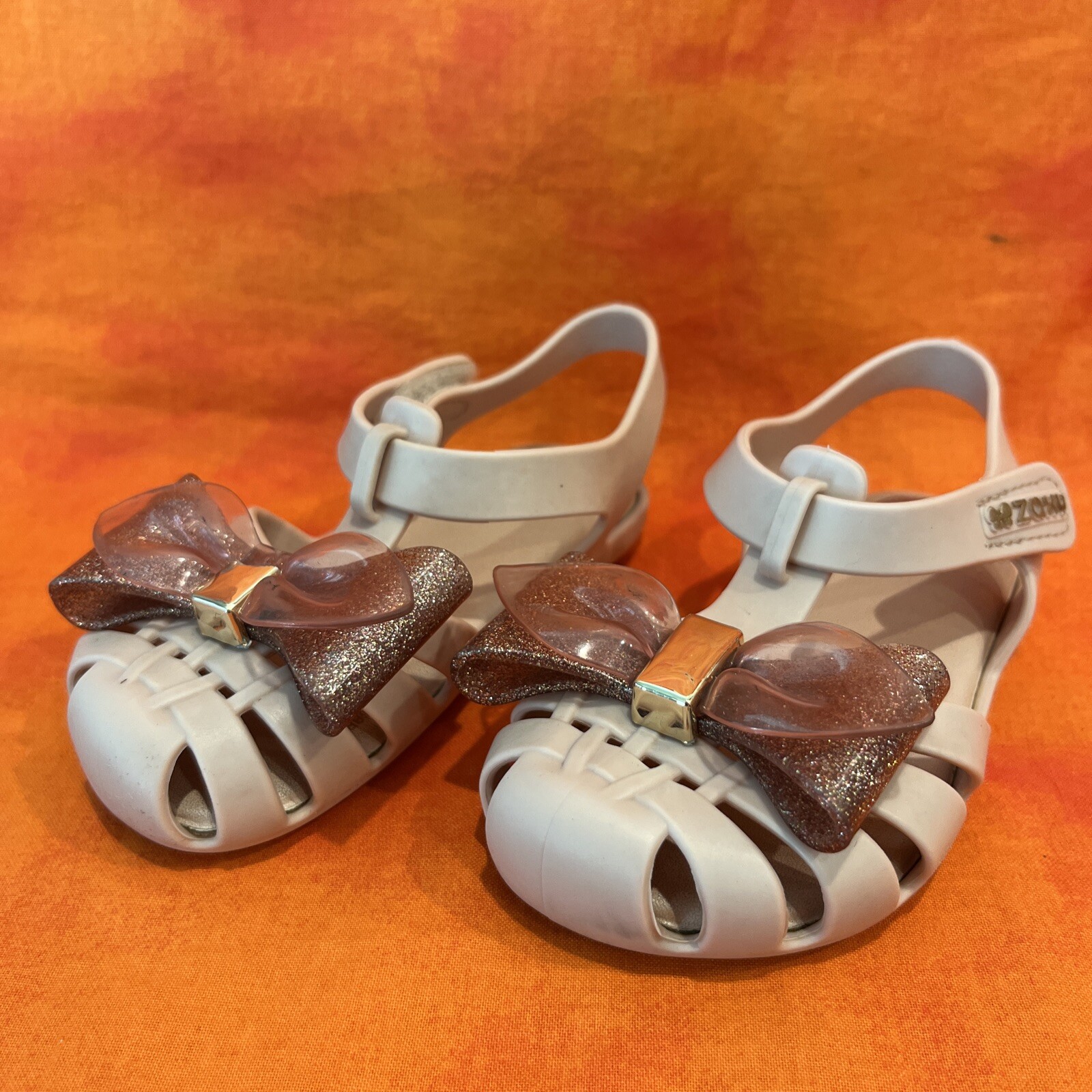 ZAXY Girl's Pink Blush Gold Bow Sandals Shoes, Toddler Size 8