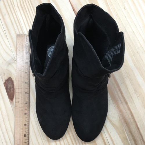 SO Boots Womens 6.5 M Zucchini Mid Pull On Slouch Boot Flats Black Faux Suede - Picture 5 of 14