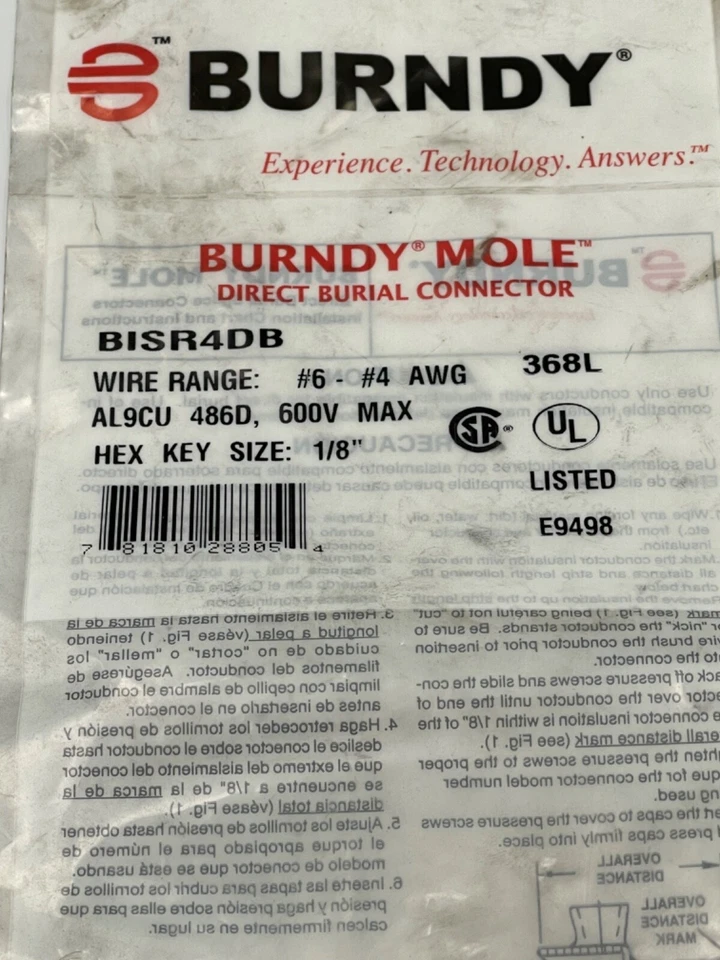 Burndy BISR4DB - 4-6 DIRECTBURIAL UNITAP Hex Size 1/8" - Image 4 of 4