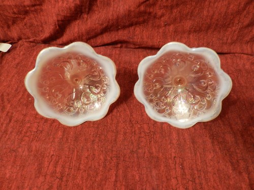 Fenton pair candlesticks lily of valley pink opalescent iridised - Picture 7 of 8