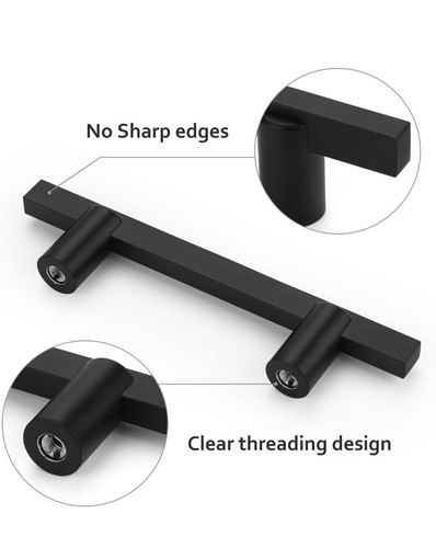 Matte Black Cabinet Pulls 5 Inch Cabinet Pulls Square Cabinet Handles 10 pcs - Picture 5 of 7