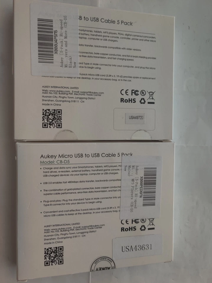 Aukey CB-D5 5-Pack Micro USB Cables USB 2.0 A Male to Micro B 1ft/3.3ft - Image 4 of 4