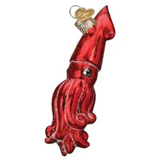 Old World Christmas RED SQUID (12600) Glass Ornament w/OWC Box