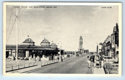 Clock Tower & Bandstand HERNE Bay KENT England UK Postcard