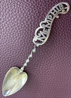 Memphis Tennessee Cutout Heart Shape Bowl Twist Stem 4.5" Sterling Silver Spoon