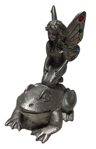Estatuilla de hada con joyas y rana de peltre Spoontiques de colección M1839 1,25 pulgadas - Imagen 2 de 8