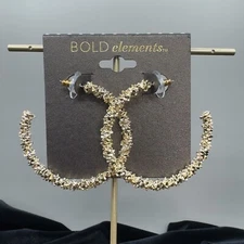 Bold Elements Nugget texture gold hoops