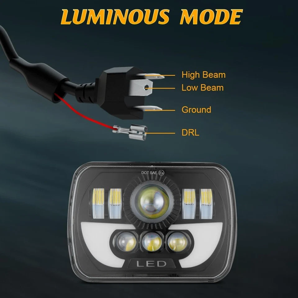 2PC 7x6 5x7 LED Headlight Hi/Lo for International IHC 3800 5900i 7300 9200 9400i - Image 4 of 4