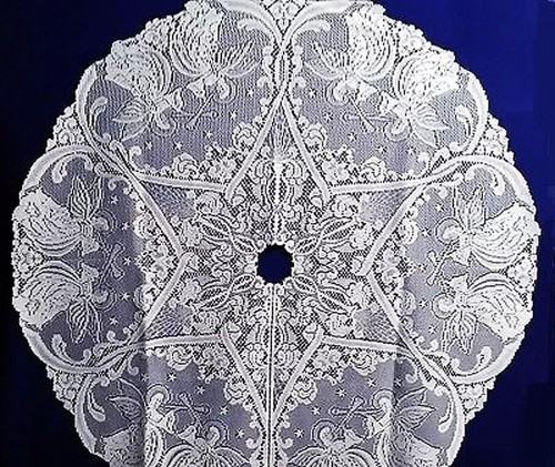 Lace Tree Skirt 50" Round Angels Christmas Red or White Livingroom Den Bedroom - Picture 2 of 11