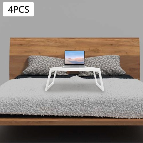 4x Bett Tablett Tische Weiß Kunststoff Bett-Tablett-Tisch mit klappbaren Beinen - Bild 2 von 11