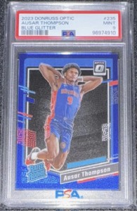 2023 Donruss Optic RATED ROOKIE Ausar Thompson BLUE GLITTER PSA 9 rc 🔥 #/15 🔥