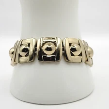 Gold Tone Lia Sophia ART DECO Design Vintage Stretch Bracelet