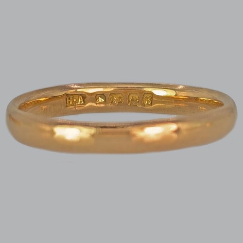 Vintage Wedding Ring 22ct Gold Birmingham 1926 Court Shaped 3 grams Size N - Imagen 3 de 5