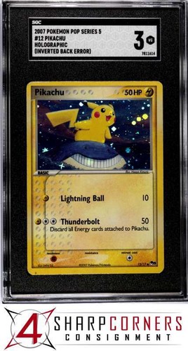 2007 POKEMON POP SERIES 5 #12 PIKACHU HOLO INVERTED BACK ERROR POP 1 SGC 3