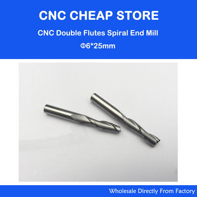 5pcs Carbide End Milling Cutting double flute CNC router Wood bits 6mm x 25mm