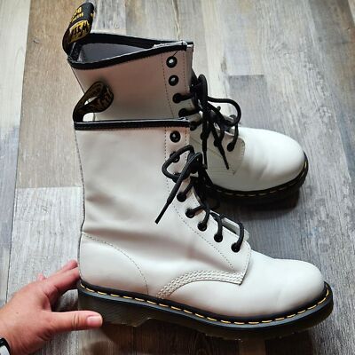 Martens 1460 Smooth White Leather Eyelet Lace Up boots