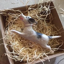 New 3D Dresden Christmas Ornament Running Dog Stray Mutt w String Collar 