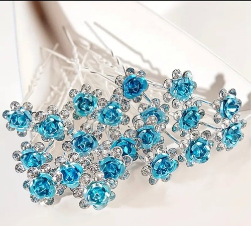 10Pcs Roses Flower Crystal Bridal Hair Pins Clips Accessories Hairpins Wedding - Picture 5 of 9