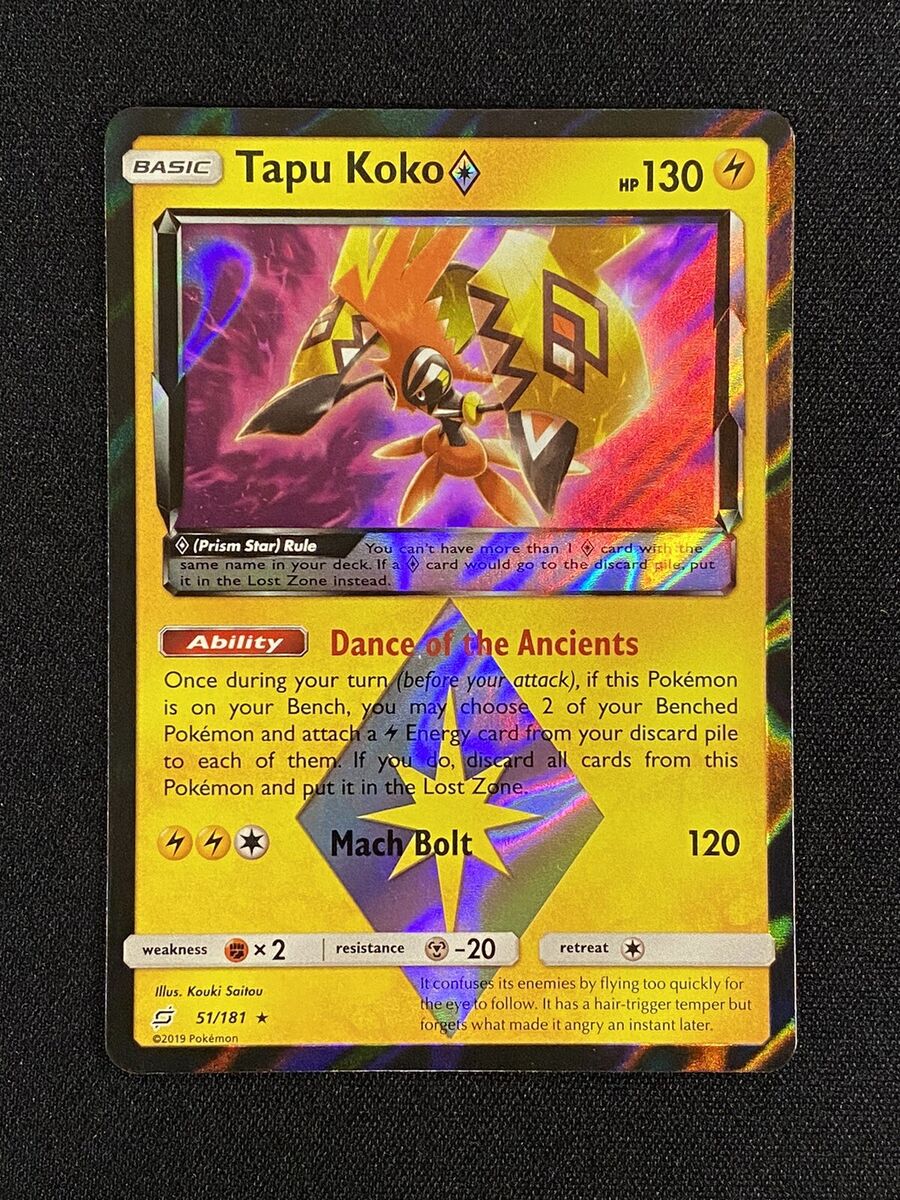 Tapu Koko Prisma Spiel Von Squadra 51/181 Rare Holo Foil Pokemon  Italienisch