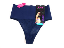 Maidenform Women's Tame Your Tummy Lace Thong Panties L NEW Navy Lace