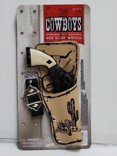 BLACK PISTOL SINGLE HOLSTER SET DIE CAST METAL BLACK 8.5" LONG