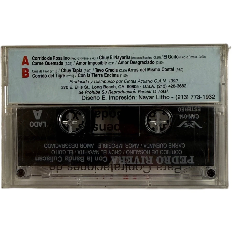 PEDRO RIVERA CORRIDO de CHALINO SANCHEZ Music Cassette Tape, 1992 New Sellado - Image 2 of 4