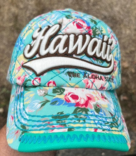 Hawaii Floral Baseball Hat Quilted Spell Out Cap Colorful Tropical Adjustable - Picture 3 of 10