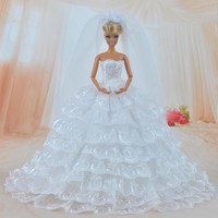 Doll Clothes White Gorgeous Wedding Dress Party Gown With Veil For Barbie Doll K Doll Clothes White Gorgeous Wedding Dress Party Gown With Veil For Barbie Doll K