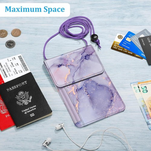 Travel Pouch Neck Wallet Passport Holder Organizer Case with RFID Blocking - Picture 6 of 9