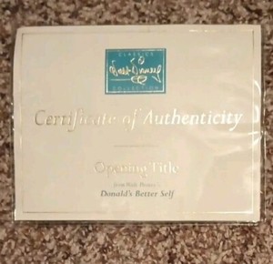 Sealed Disney Classics Collection Certificate of Authenticity: Opening Title