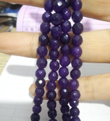 2MM INDOGLOW JADE GEMSTONE PURPLE FACETED ROUND LOOSE BEADS 15/"