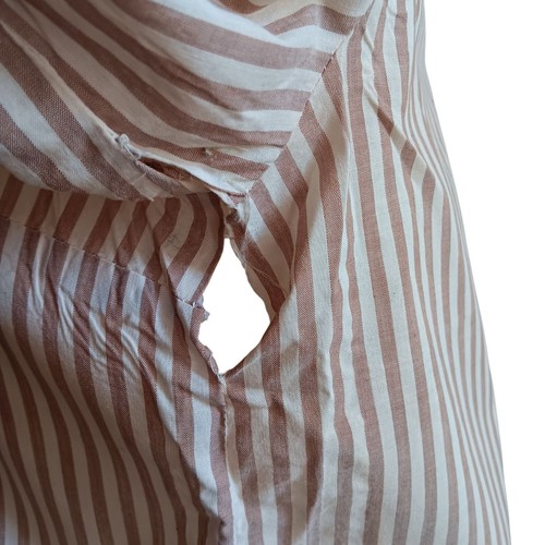Blusa a Rayas Hecha a Mano Mangas 3/4 Mangas Mandarín 1OF1 Mediana Vintage Años 40 - Imagen 11 de 13