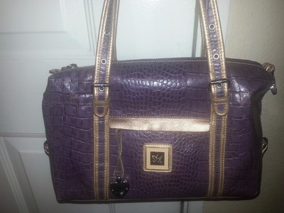 Sharif Studio Fuschia With Gold Trim Leather Handbag Ebay