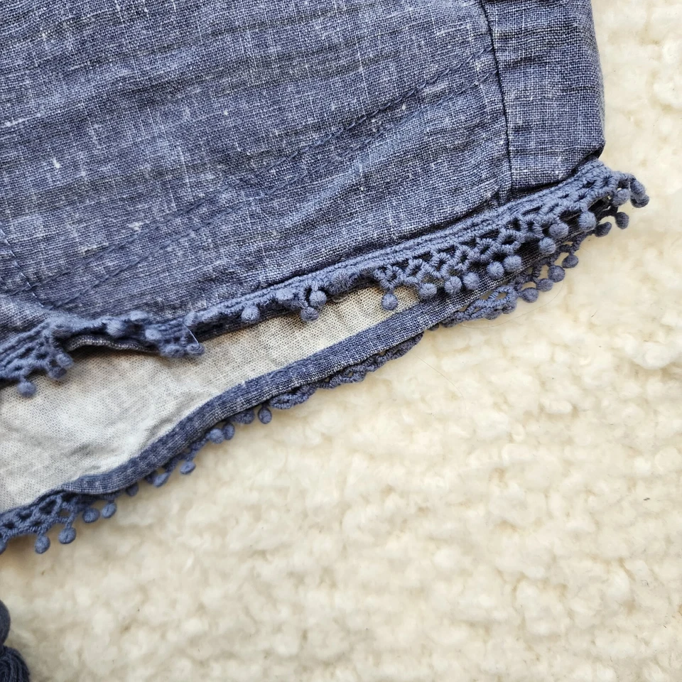 Pantalones Cortos Jolt 7/28W Mezcla de Lino Boho PomPom Ribete Pull On Playa Vacaciones Crucero Foto 4 de 4