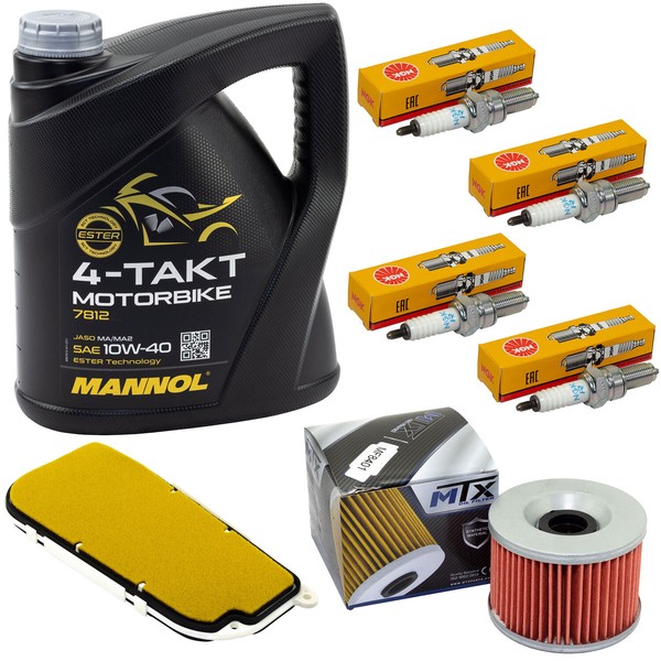 Wartung ÖL Set 4L FüR Kawasaki ZZR 1100 1990-1992 Luftfilter ÖLfilter ZüNdkerzen-image