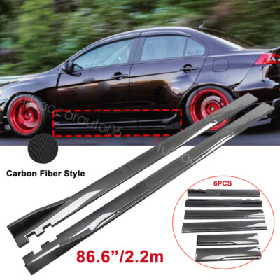 86.6'' For MITSUBISHI LANCER EVO Carbon Style Side Skirt Extension Lip Splitter