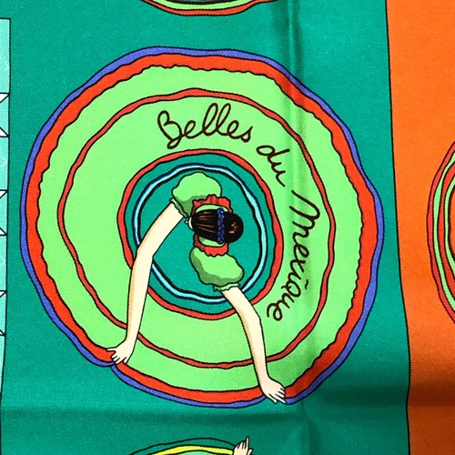 MINT w/Tags & Damaged Box Rare HERMES Silk Scarf BELLES DU MEXIQUE 90 35″ Orange - Picture 9 of 24