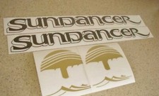 Sea Ray Sundancer Vintage Decals 4-Pak Black and Gold FREE SHIP + Fish Decal!